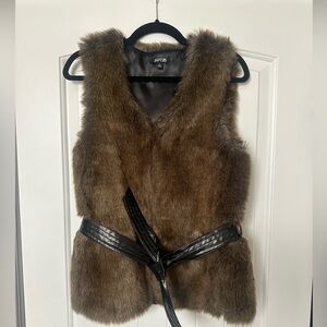 Apt. 9 Brown Faux Fur Vest with Black Trim
